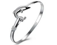 925 SILVER 10 Piecelot Product Charm Handgemaakte klassieke Dolphin Open verstelbare Bangles Antique 925 Silver Bracelets Bangles Dames5409534