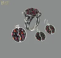 Vintage ringar f￶r kvinnor br￶llop granat ring frukt granat￤pple rattan ros guld anillo de mujeres fest g￥va femme bague z52107100