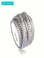 Lüks kübik zirkonya parmak yüzük aksesuarları çok katmanlı gümüş renkli kadın erkekler düğün anel aros schmuck anillo bague3253225