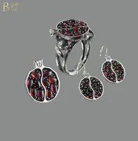 Vintage ringar f￶r kvinnor br￶llop granat ring frukt granat￤pple rattan ros guld anillo de mujeres fest g￥va femme bague z55182481