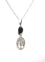 Tree of Life Aromatherapy Essential Oil Diffuser Necklace Black Lava Rock Stone Bead Volcano Necklace Pendant Designer Chain Jewel8892896