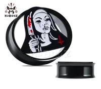 KUBOOZ Stainless Steel Dark Girl Ear Plugs Tunnels Piercing Earring Gauges Body Jewelry Stretchers Expanders Whole 6mm to 16mm3037688