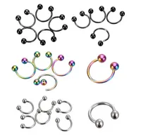 Nose Ring 100pcs 1283mm ball surgical Steel circular piercing plated titanium colors piercing horseshoe ring4061209