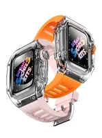 Smart Straps Silicone Strap Apple Watch Band 45mm 44mm 모드 키트 베젤 케이스를위한 투명 케이스 커버는 Iwatch Series 8 7 SE 6 54492622