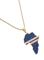 Chaînes Gold Couleur en acier inoxydable Émail Afrique Cabo Verde Carte Flag Pendants Colliers Bijoux Gift6870526
