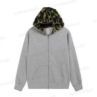 Cardigan hoodie för män och kvinnor kamouflage hatt fast färg kläder kropp mode gata hip hop sport tröja designer hoodies shark tryck