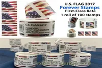 Forever US Flags US Roll of 100 Envelopes Letters Postcard Cards Office Mail Supplies6669348