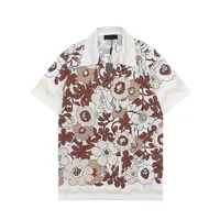Erkek Moda Çiçek Hawaii Gömlek Kısa Kollu Düğme Down Bowling Plajı Gömlek Sıradan Gömlekler Erkek Yaz Elbise Gömlek M-3XL