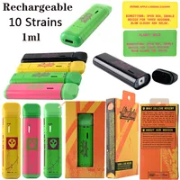 10 Flavors Stickers E Cigarettes Black Green Yellow Pink Alien Labs Live Resin Disposable Vape Pen Device Pod 1ml Empty Carts 260mAh Battery Preheat Rechargeable