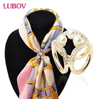 Pins broszki koreańskie joker pearl szalik klip trzy pierścień rhinestone Dekoracja klamra dla kobiet biżuteria kostiumowa6298037