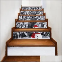 Pegatinas de pared 3d Tree de Navidad Mandeo de nieve Staircase Auto adhesivo Murales Murales Decoraciones de interior para la escalera Decoración del hogar Dro otwu3