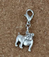 Mic 100pcs antik gümüş alaşım sevimli bulldog takılar ıstakoz tokası ile boncuk cazibe bileziği 13 x 31mm DIY mücevher A225B3868027