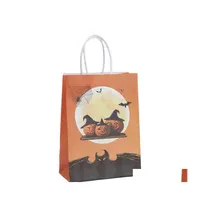 Enrole de presente Halloween Kraft Paper Bag Brown Food Bread Frutas Frutas Cookie Bakie Candy Bags Party Gifts embalagem VTM0116 Delive Delive Dhhji