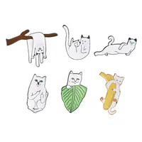 Pins broches dibujos animados gatos divertidos con pl￡tano en la rama Broche Broche Pick Button Cor Men Mujeres Joyas de ni￱os Drop entrega Dhqns