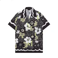 2023 Herren Kurzarm Hawaiian Hemd Fashion Blumendruck Button Down Bowling Casual Shirts Herren Sommerhemd M-3xl
