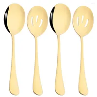 Dinnerware Sets Gold Conjunto 4pcs Serviço Spoons Collander Stainless Steel Buffet Dinner Restaurant Tableware para banquetes