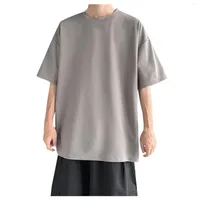 男性用の男性用Tシャツ男性のためのシャツカジュアルOネックサイドボタンソリッドブラウスルーズハーフスリーブトップカラーティーラロパデロスホームブレス