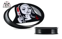KUBOOZ Stainless Steel Dark Girl Ear Plugs Tunnels Piercing Earring Gauges Body Jewelry Stretchers Expanders Whole 6mm to 16mm6351344