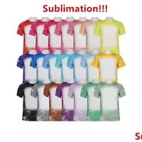 Party Favor Us Men Women Supplies Sublimation Bleached Shirts Heat Transfer Blank Bleach Shirt Polyester Tshirts Drop Delivery Home Dhbew