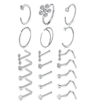 Nose Rings Hoop L Shape Studs Stainless Steel Screw Bone Flat Top Diamond Opal Heart High Nostril Piercing Jewelry for Women Men6538734