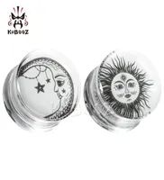 KUBOOZ Transparent Acrylic Sun Moon Ear Plugs Tunnels Piercing Body Jewelry Earring Expanders Stretchers Whole 8mm to 30mm 38P2334696