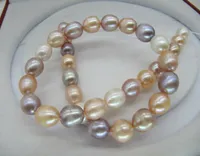 Gioielli di perle di alta qualità Elegante Elegante 1113 mm Mare sud Pink Purple Multicolor Pearl Necklace 18Quot14K5115617