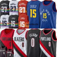 Portlands Basketball Trail Jersey Blazer Damian Lillard Denvers Nugget Basketball Jersey Nikola Jamal Murray Jokic 15 27 3