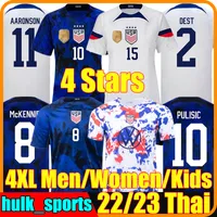 4 stjärnor 4xl 2022 Pulisic Usas Soccer Jerseys 22/23 United States Football Shirt Aaronson 2023 America Reyna McKennie Morris Dest Yedlin Llanez Adams Men Women Kid Kit