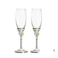 H￼ftfl￤chen Gfhgsd Hochzeit Weingl￤ser f￼r Liebe Kristall Champagner Fl￶ten kreativ ger￶stet wei￟e Perle Emaille Drop Lieferung Home Gar Dhr7a