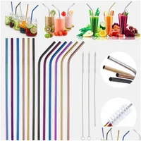 Drinking Straws Reusable Metal Sts Stainless Steel Home Party Bar Accessories Straight Bent Tea Coffee For Tumblers Mason Jars Drop Dhy8H