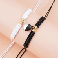 Bangle 2 st kinesiska knutkärlekpar som väver armband för pojkvän flickvän honom och hennes långa avstånd relationer gåvor