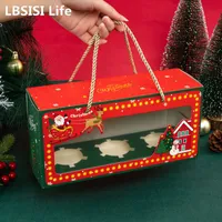 Gift Wrap LBSISI Life 510pcs Christmas Cupcake Boxes Xmas Year Family Party Santa Decor Pastry Mousse Cake Pudding Packaging Favor 230110
