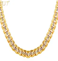 U7 Two Tone Gold Color Chain For Men Hip Hop Jewelry 9MM ChokerLong Chunky Big Curb Cuban Link Biker Necklace Man Gift N5525669398