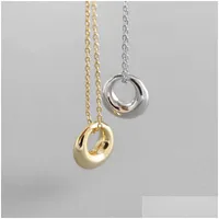 Srebrny autentyczny 925 Sterling Sier Geometryczne koło wisiorka dla kobiet nowe proste biżuterię Prezenty Mother Prezent