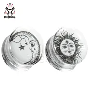 KUBOOZ Transparent Acrylic Sun Moon Ear Plugs Tunnels Piercing Body Jewelry Earring Expanders Stretchers Whole 8mm to 30mm 38P5257230