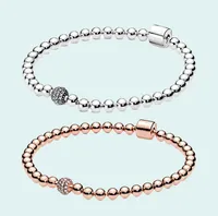 Neues 925 Sterling Silber Perlen -Armband f￼r Frauen Strands Joyeria Fina Para Mujer Bangle Fit Original Pandora Diy Charm Bransolet9251999