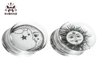 KUBOOZ Transparent Acrylic Sun Moon Ear Plugs Tunnels Piercing Body Jewelry Earring Expanders Stretchers Whole 8mm to 30mm 38P9317009