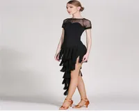 2017 New tassel Latin Dance Dress Adult Sexy irregular Rumba Tango Sasa Samba ballroom performance service competition Latin costu6847041
