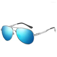 Солнцезащитные очки классические мужчины винтажные алюминиевые поляризованные бокалы для вождения Фашинона Мужские оттенки Пара Хомбра
