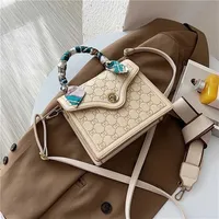 Cheap Purses Bags 80% Off high quality women&#039;s spring embossed silk scarf handle texture solid color Single Messenger small square