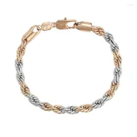 Pulseiras de link mxgxfam (21,5 cm x 6mm) misturam corda de cor dourada branca para joias de moda de homens