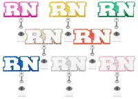 10 pcslot Custom Key Rings Multicolor Glitter RN Acrylic Retractable Medical Badge Holder Yoyo Pull Reel Doctors ID Name Card For7854269