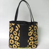 Aufbewahrungstaschen 30pcs/Los Custom Sunflower Tote Bag Lieben Frauen Handtaschen Mode Sublimation