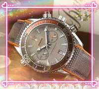 ATmosphère Business Switzerland Watchs Stopwatch 43 mm Mouvement de quartz Highend Mens All The Crime Calendar Nylon Fabric Belt Wristwatch Relogo Masculino