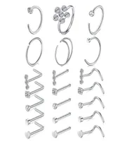 Nose Rings Hoop L Shape Studs Stainless Steel Screw Bone Flat Top Diamond Opal Heart High Nostril Piercing Jewelry for Women Men8309431
