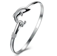 925 Gümüş 10 Piecelot Ürün Cazibesi El Yapımı Klasik Dolphin Açık Ayarlanabilir Bangles Antik 925 Gümüş Bilezikler Bangles Kadınlar1293693
