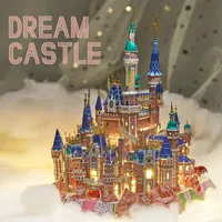 Blöcke Eisenstern 3d Metall Puzzle Pink Dream Castle mit leichten Diy -Montage -Modell Kits Spielzeug für Erwachsene Kinder Geschenk für Freundin 230110