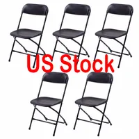 5 Pack Black Plastic Folding Chair Indoor Outdoor Portable Stackable Commercial Seat with Steel Frame 350lb Events Office Wedding Party Picnic Kitchen Dining