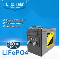 Liitokala 12,8V 200AH LIFEPO4 BATERIAGEM BATERK POWER BANK PARA CAMPERS CARRO DE Golfe Off-Road Off-Grid Wind para RV Outdoor/5V/12V Saída