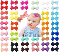 50 Pcslot 25 Colors In Pairs Baby Girls Fully Lined Hair Pins Tiny 2quot Hair Bows Alligator Clips For Little Girls Infants Tod3115433